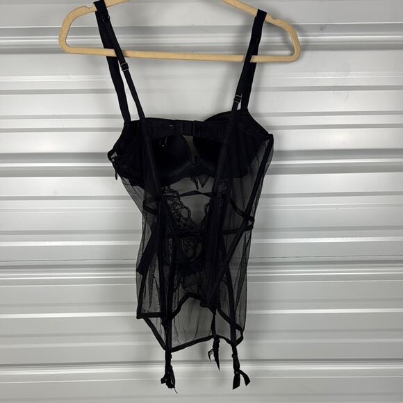 Victoria's Secret Black Bra with Sheer Panels and Boning - Picture 5 of 7